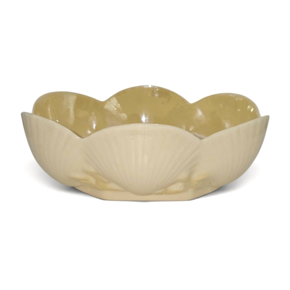 Belleek Ireland Parian China Shell Dish Mother of Pearl Glaze Ivory Green Mark